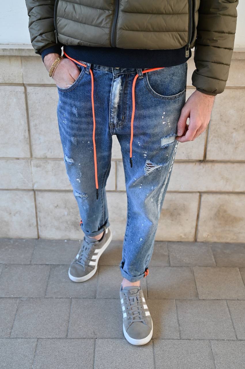 Jeans BOYFRIEND laccetto rosso