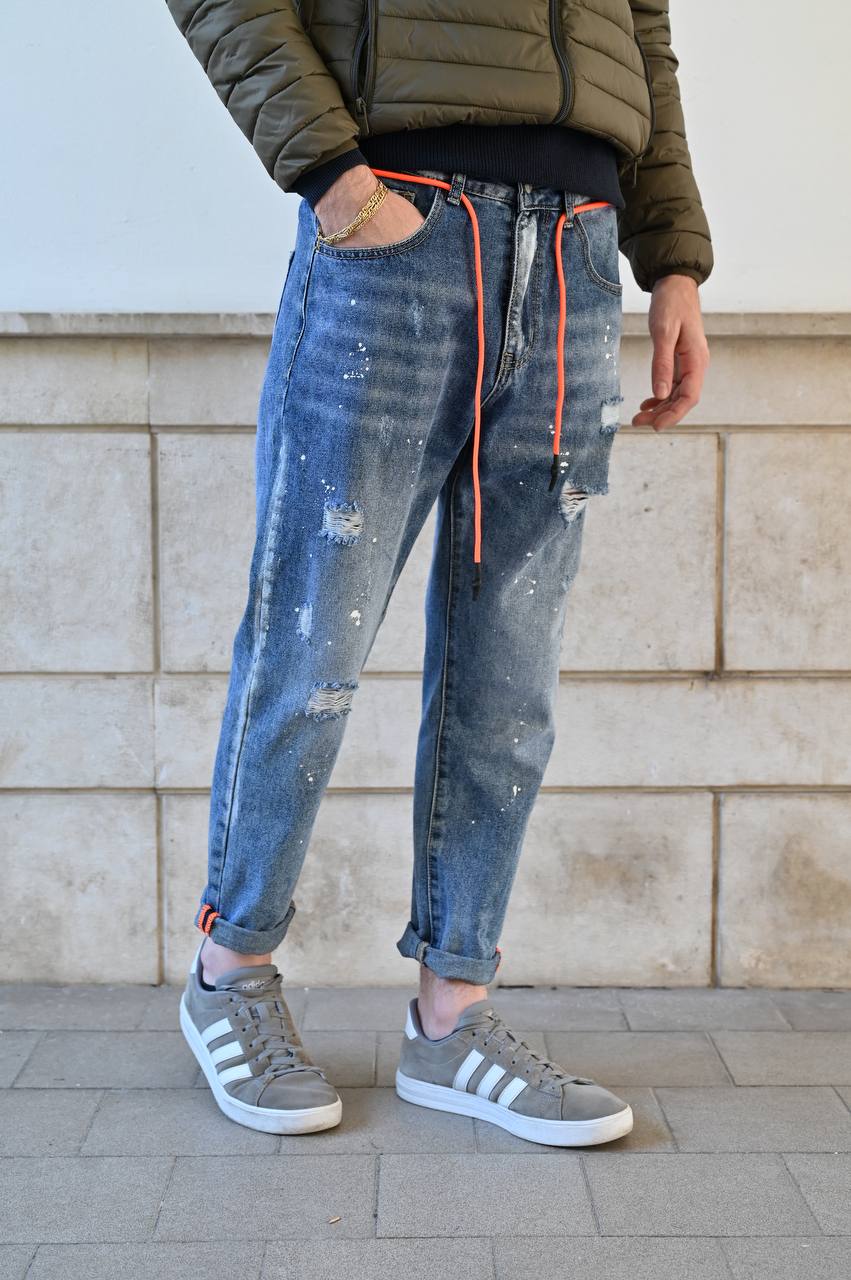 Jeans BOYFRIEND laccetto rosso