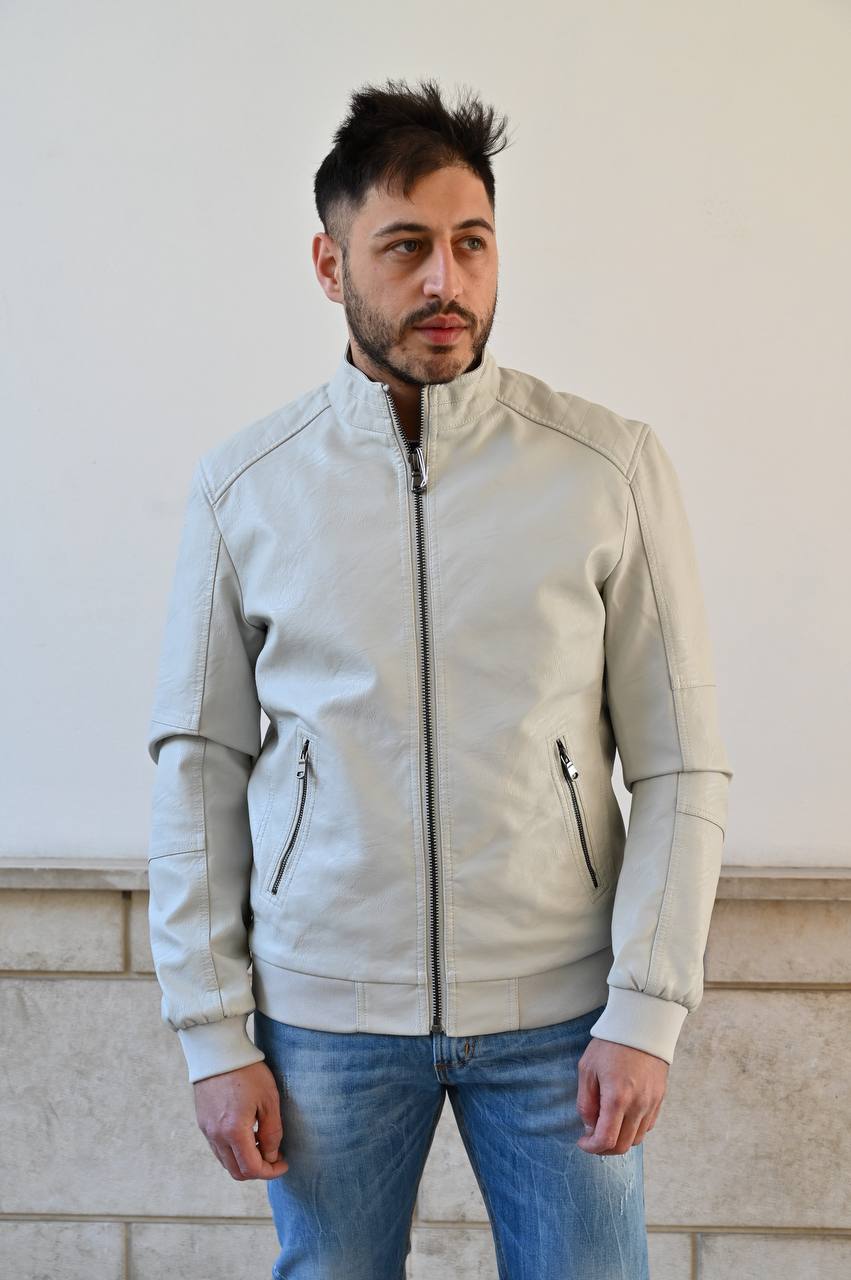 Giubbino ecopelle bianco