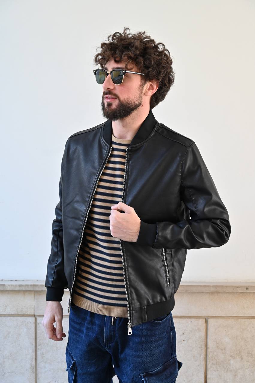 Giubbino ecopelle nero