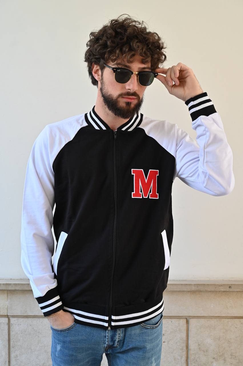 Felpa college americana black con logo M