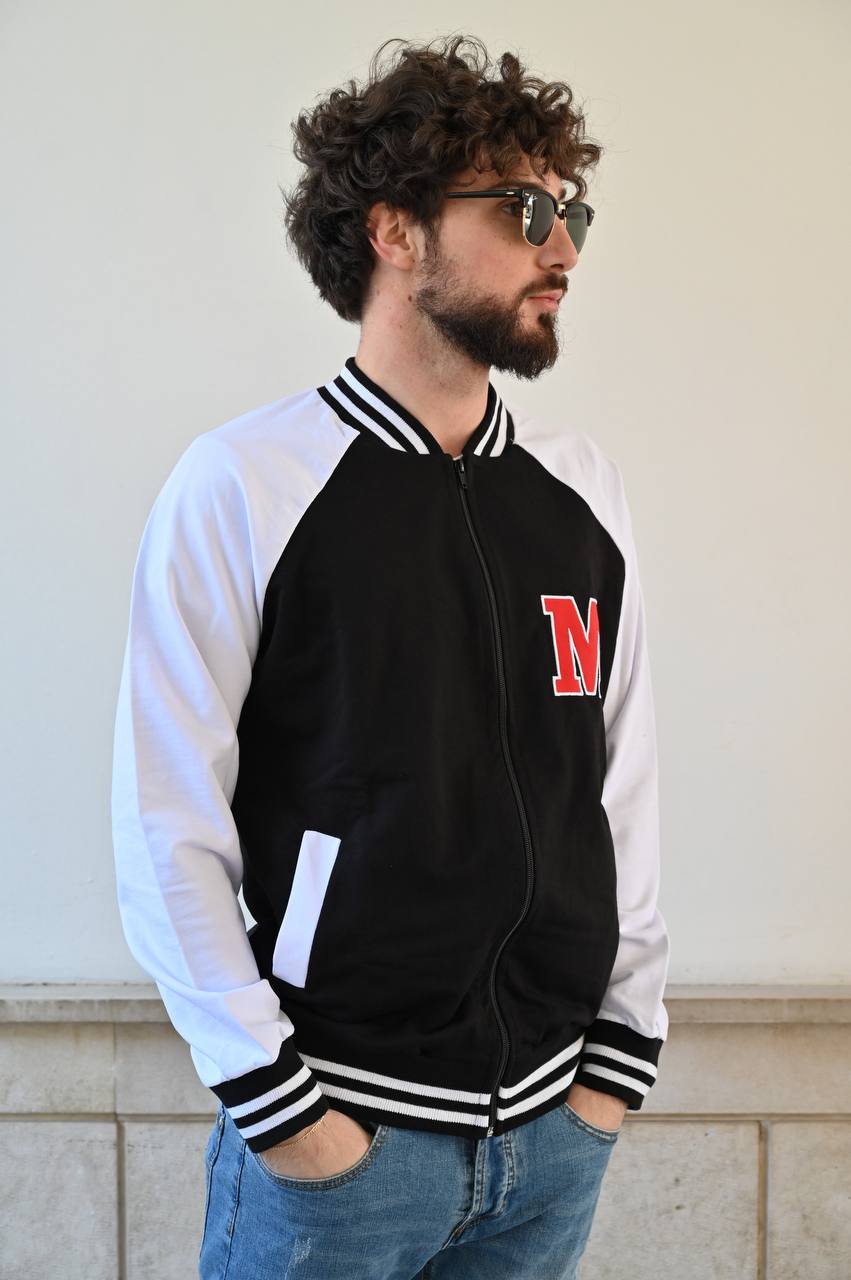 Felpa college americana black con logo M