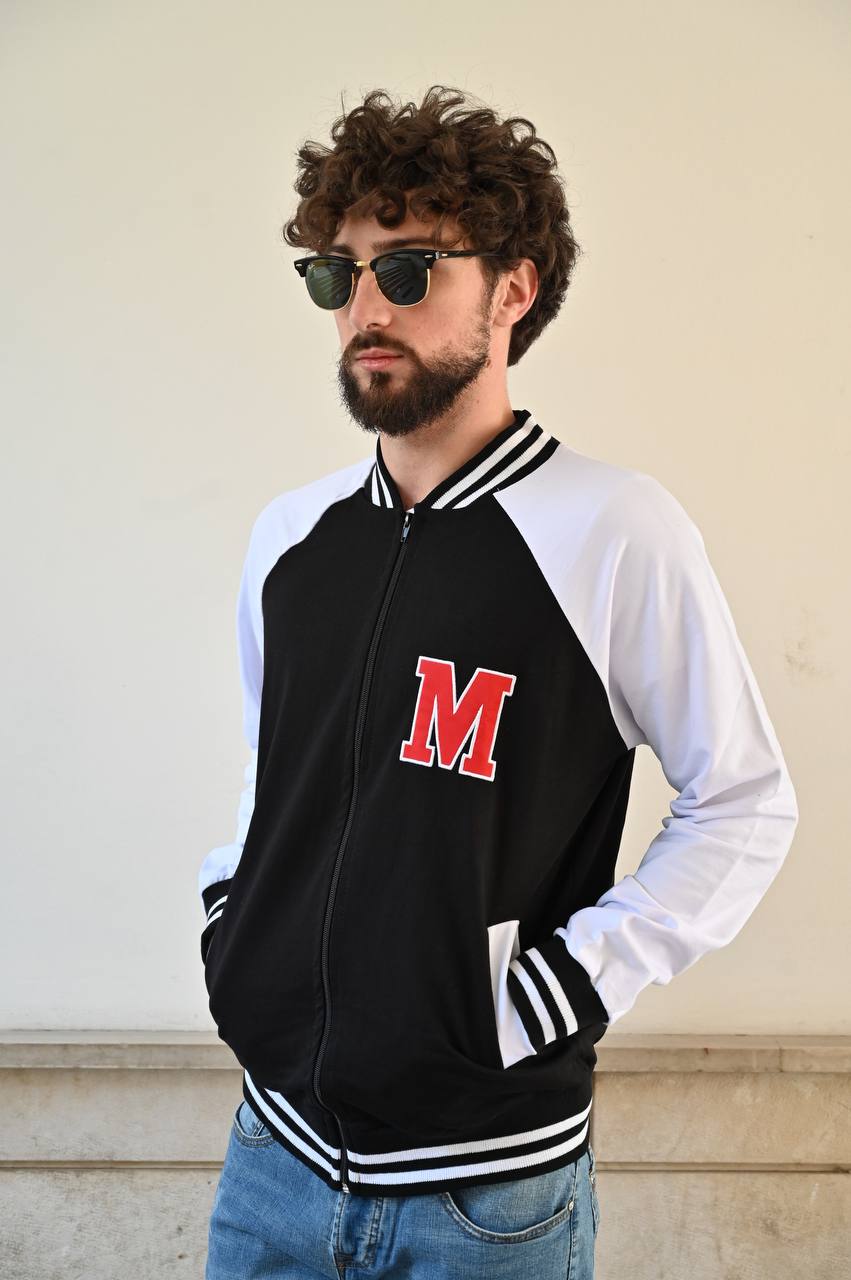 Felpa college americana black con logo M