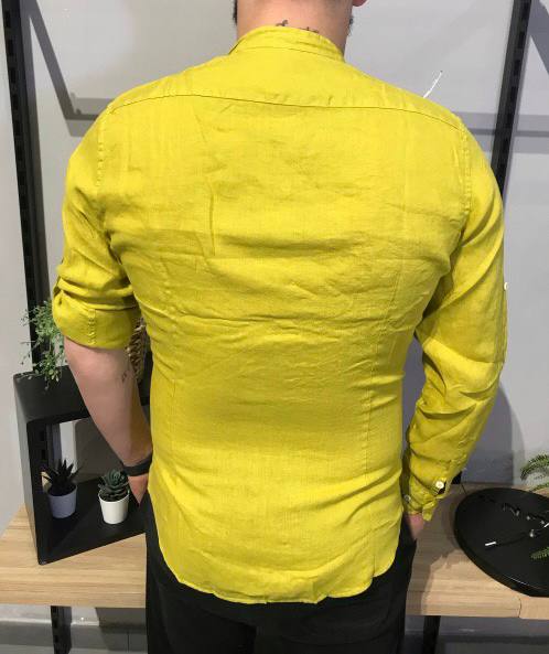 Camicia 100% lino senape