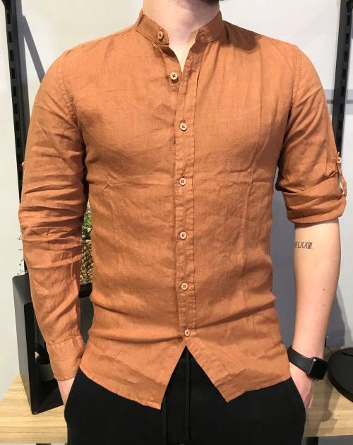 Camicia 100% lino coccio