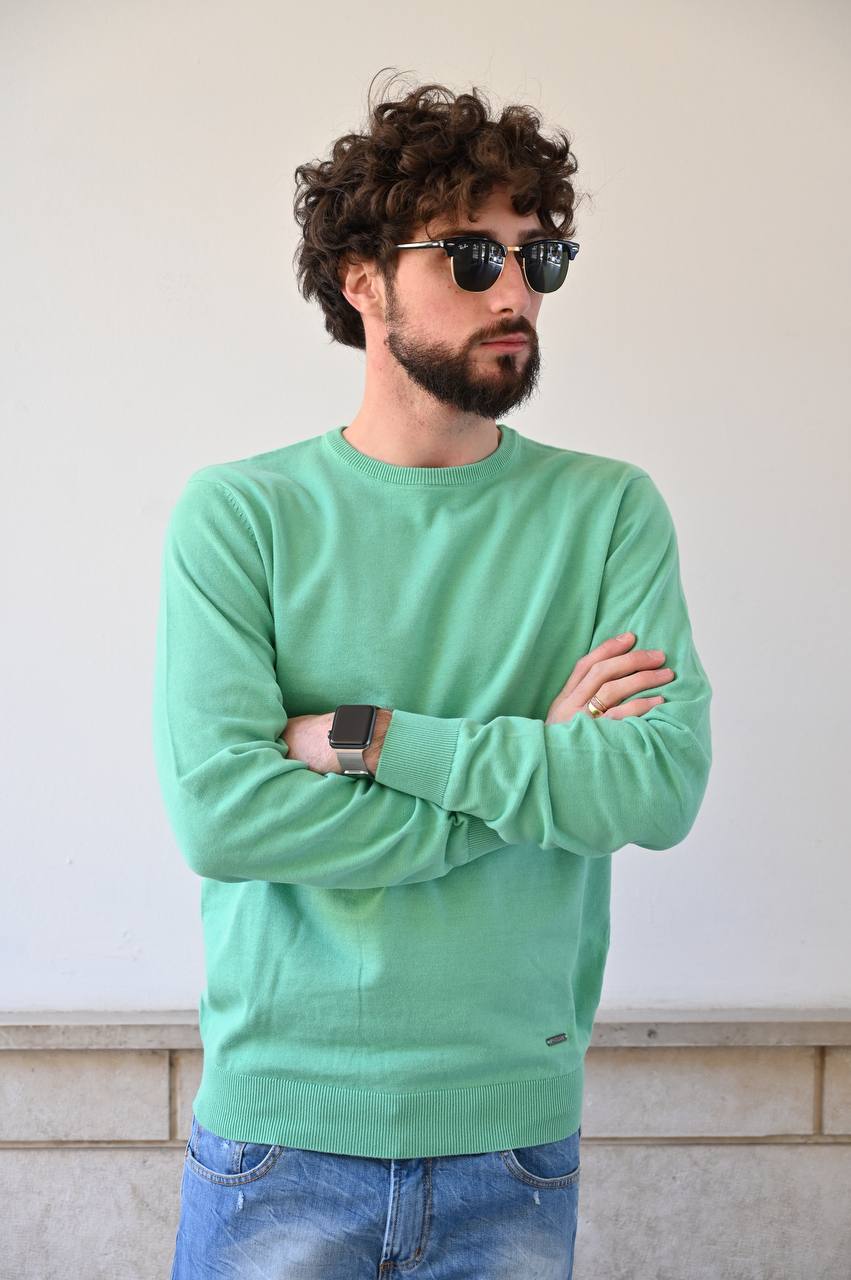 Maglia verde acqua girocollo