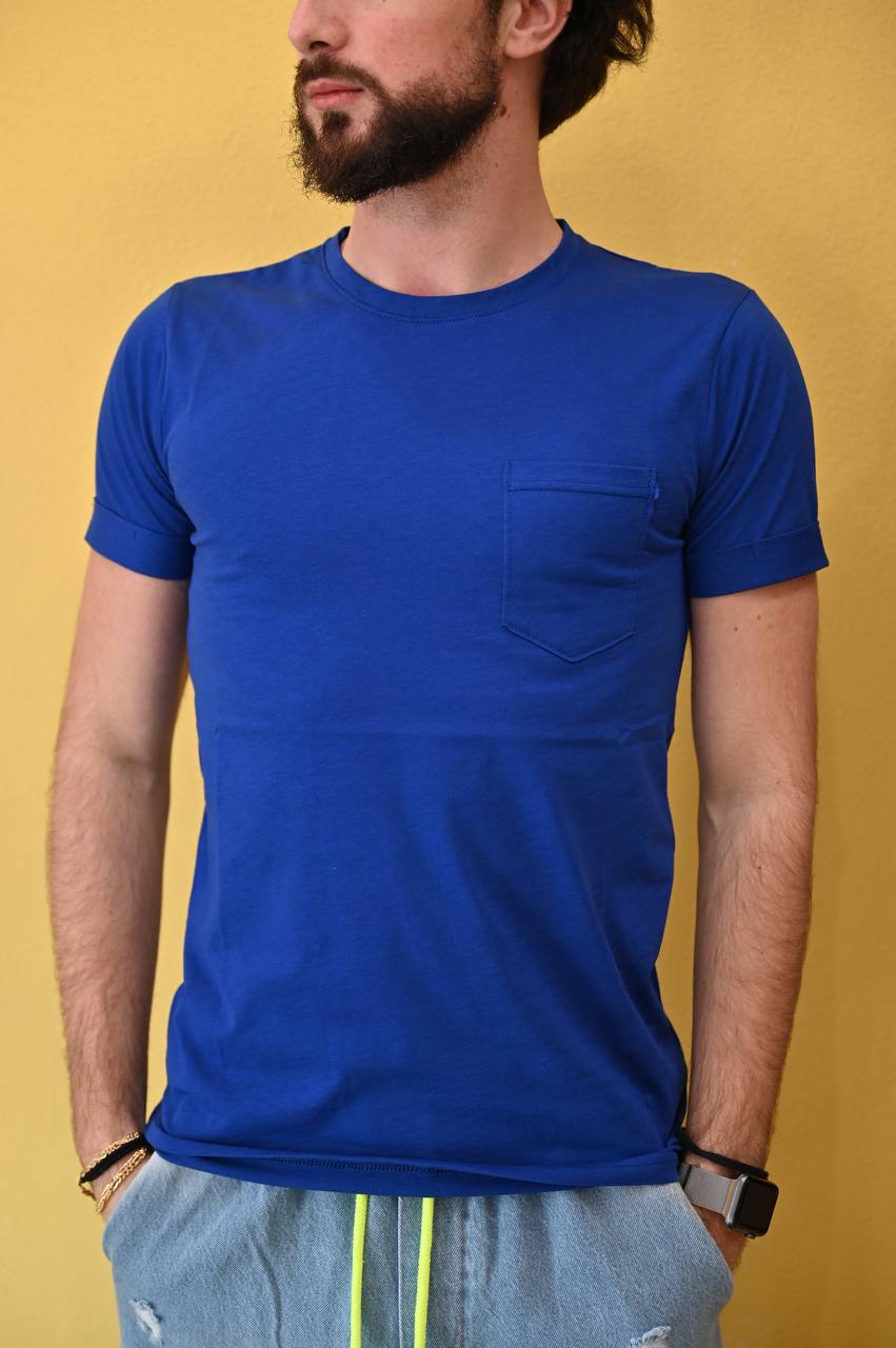 T-shirt basic color cobalto