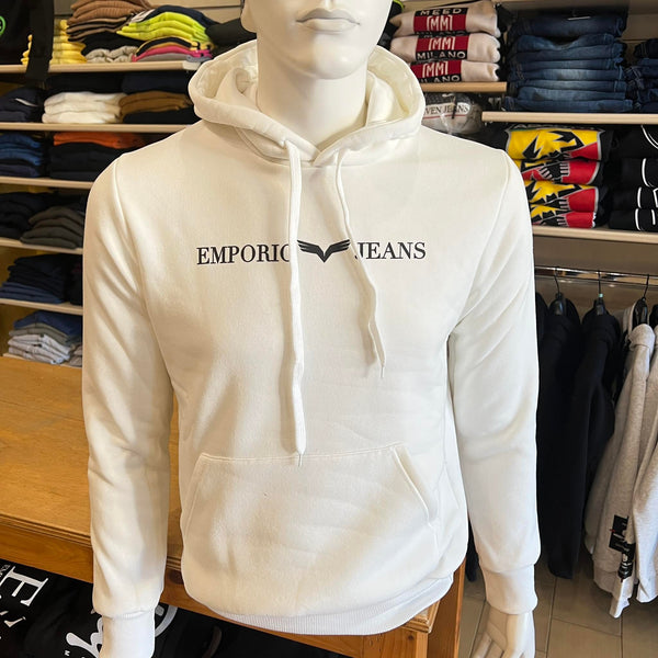 Felpa bianca con cappuccio