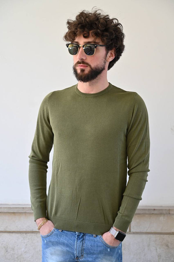 Maglia verde militare girocollo